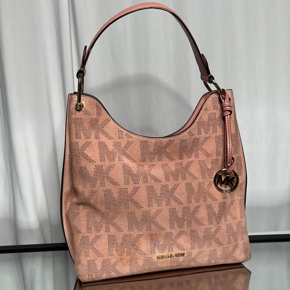 Michael Kors Pink Hobo Bag with Signature Monogram - Picture 1 of 7